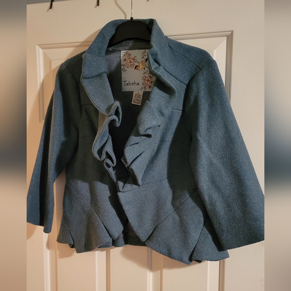 Tabitha blue ruffle blazer
